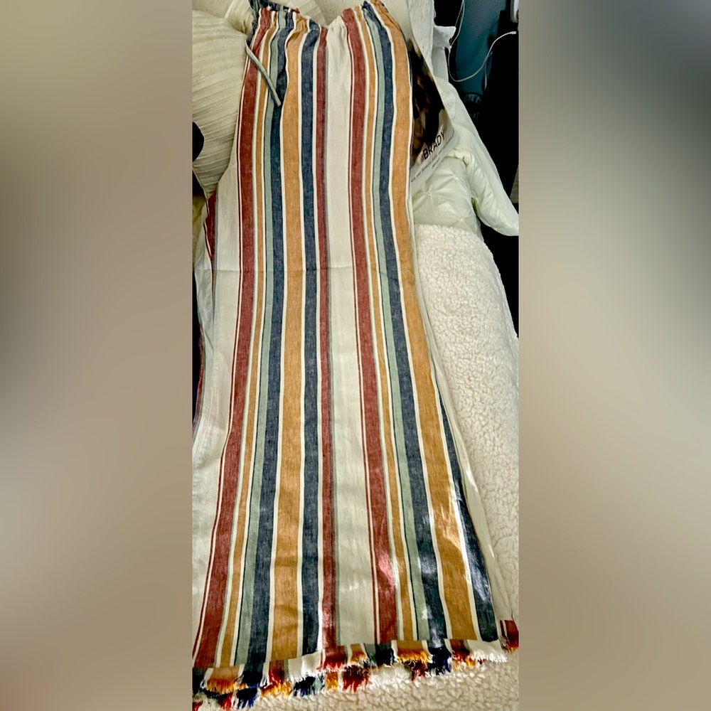 Cato brand Women’s Striped Wide Leg Pants Frayed hem.